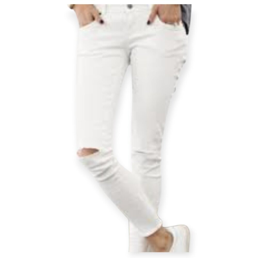 Anine Bing White Distressed Low-Rise Skinny Jeans Size 26 Designer Denim - Picture 2 of 16